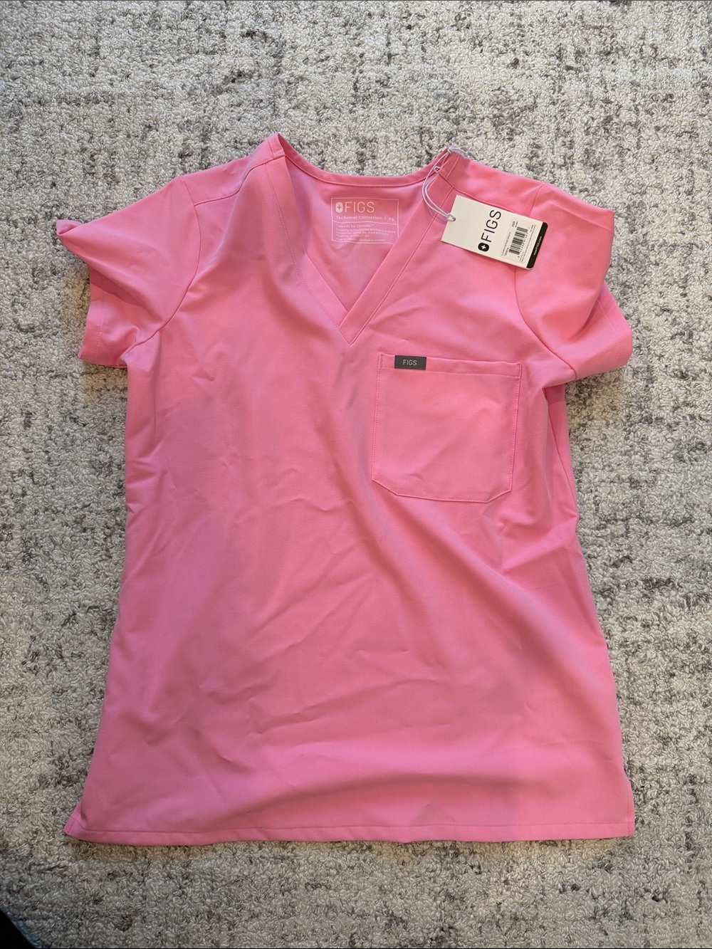 Figs Women's V-Neck Scrub Top in Bright Pink